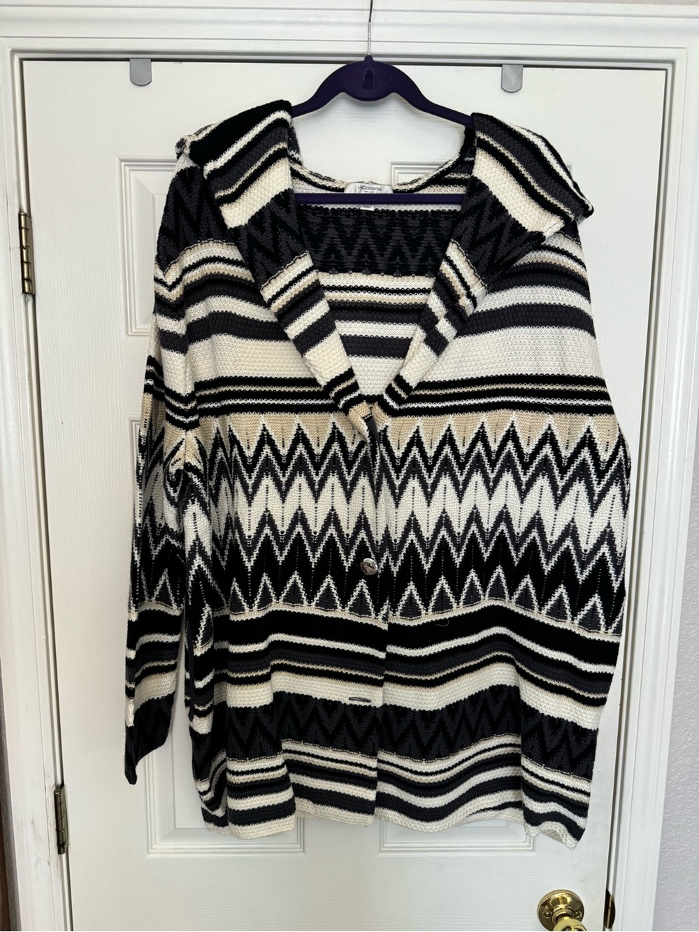 Liz Claiborne Chevron Print Hooded Cardigan